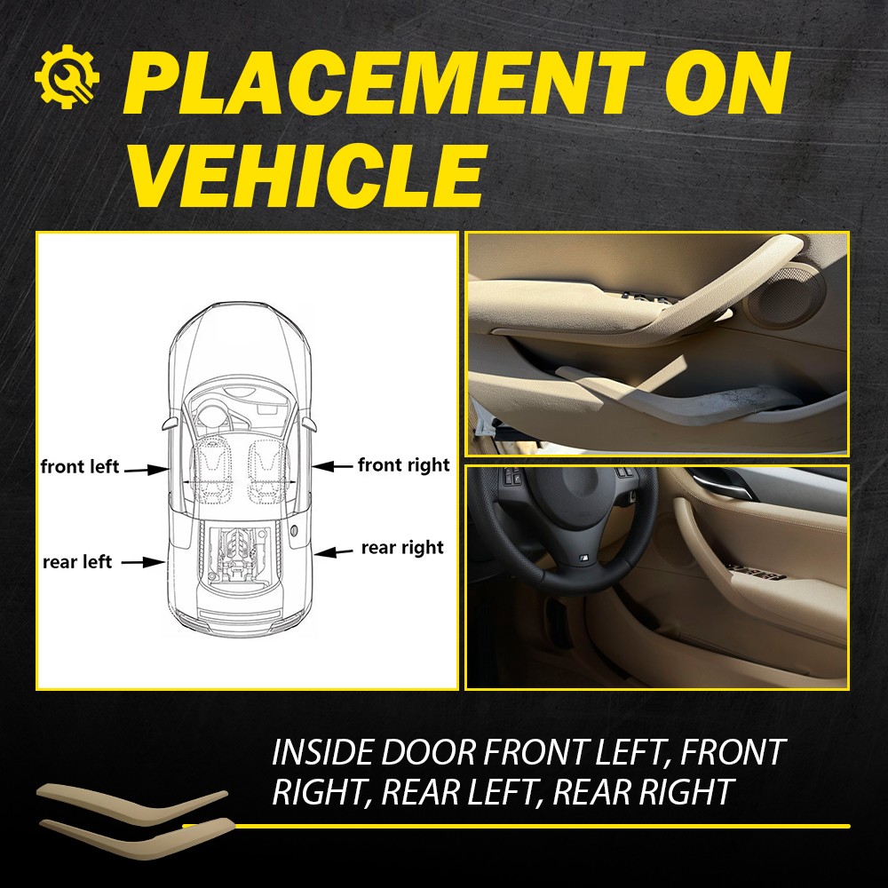 2Pcs Left+Right Inner Door Handle Pull Panel Trim Beige for BMW X1 E84 2009-2015