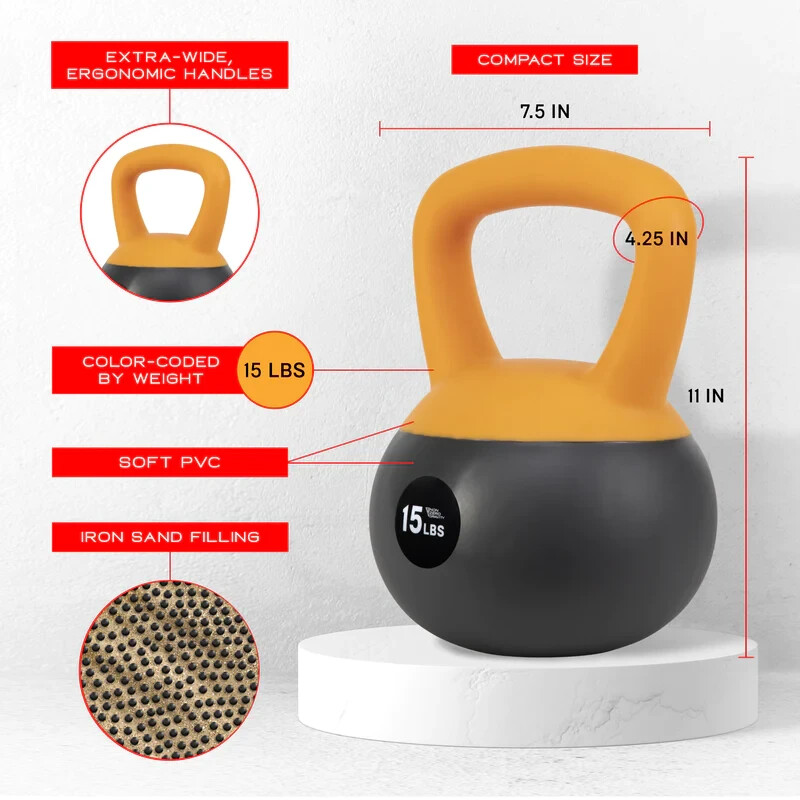 Preowned NonZero Gravity 15lb Iron Sand Soft Kettlebell (Orange)