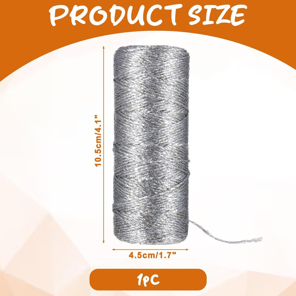 110 Yards Silver String for Ornaments, Silver String for Crafts, Non Stretch ...