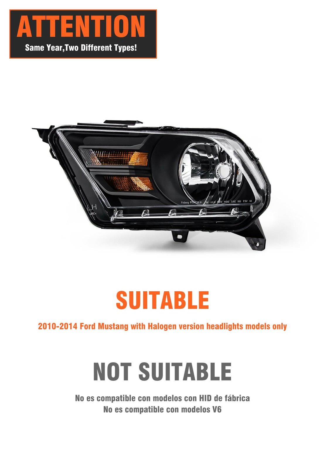 Headlight Assembly Compatible with Ford 10-14 Mustang /Mustang Headlamp