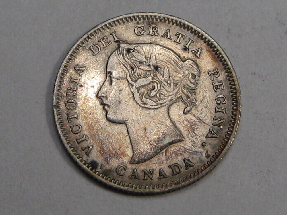 VF/XF Cleaned? 1901 Silver 5¢ Five Cent CANADA.  #44