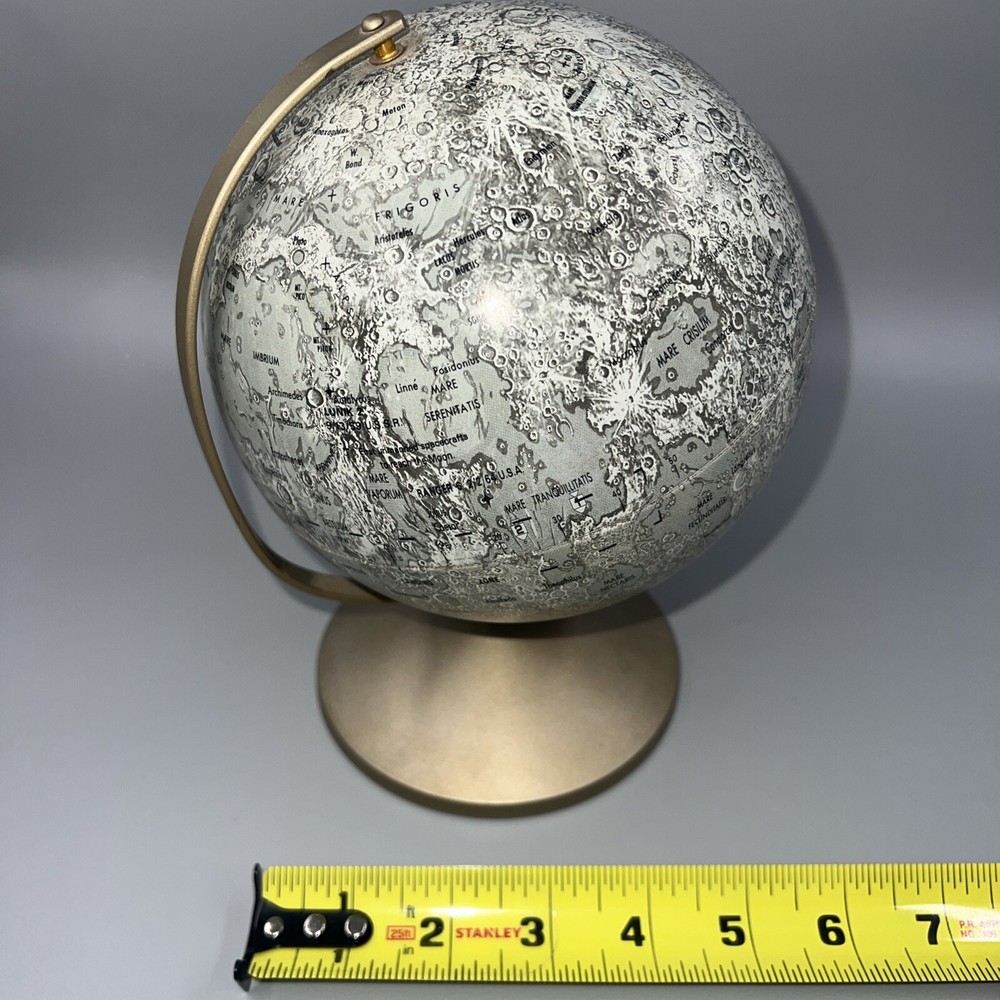 Rare Vintage Replogle Globe The Moon Authentic 6” Model Landing Sites