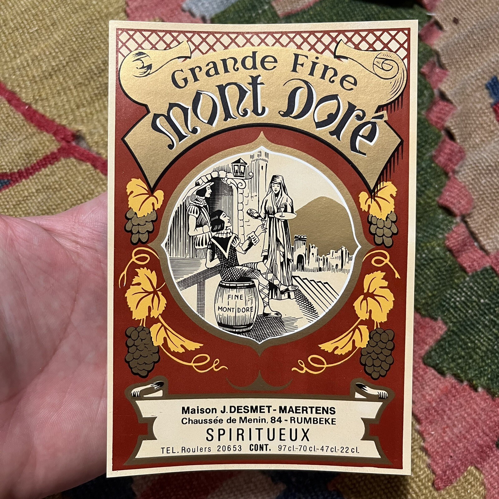 Vintage Desmmet-Maertens Grande Fine Mont Dore Spiritueux Alcohol Label NOS