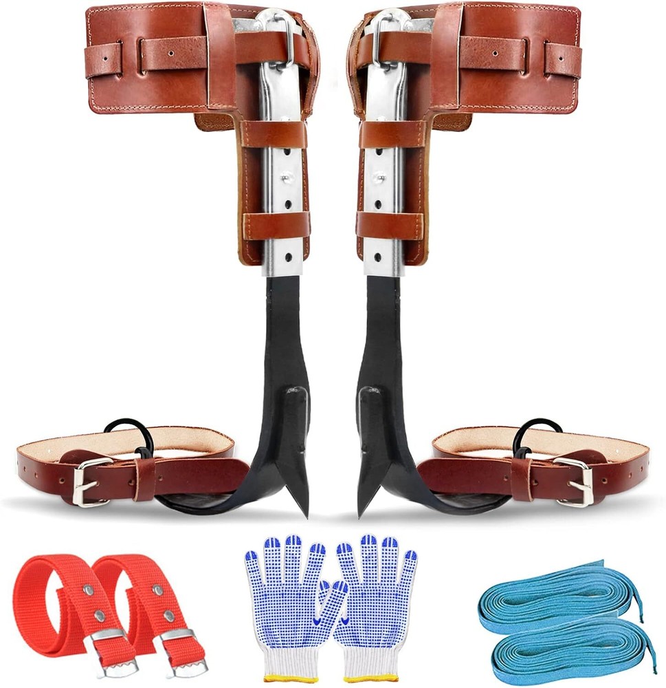 Tree Climbing Spikes Set, Leather Tree Climbing Gear Adjustable Tree Climbing