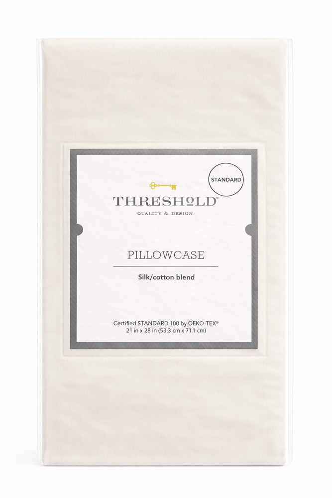 Threshold Standard Silk Cotton Blend Pillowcase Snowfall 300 Thread Count White