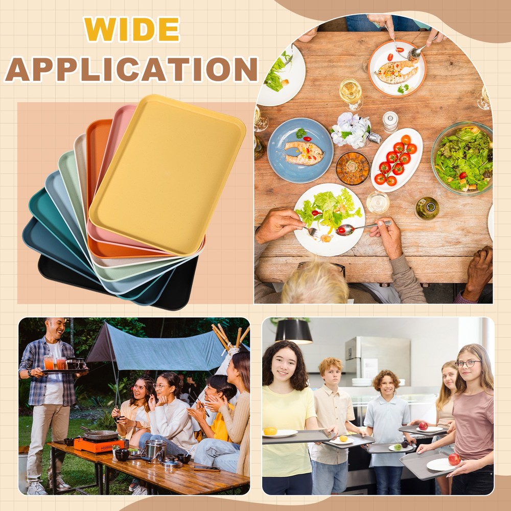 2Pcs Fast Food Serving Trays, 9.4x6.8" Rectangular Trays, White