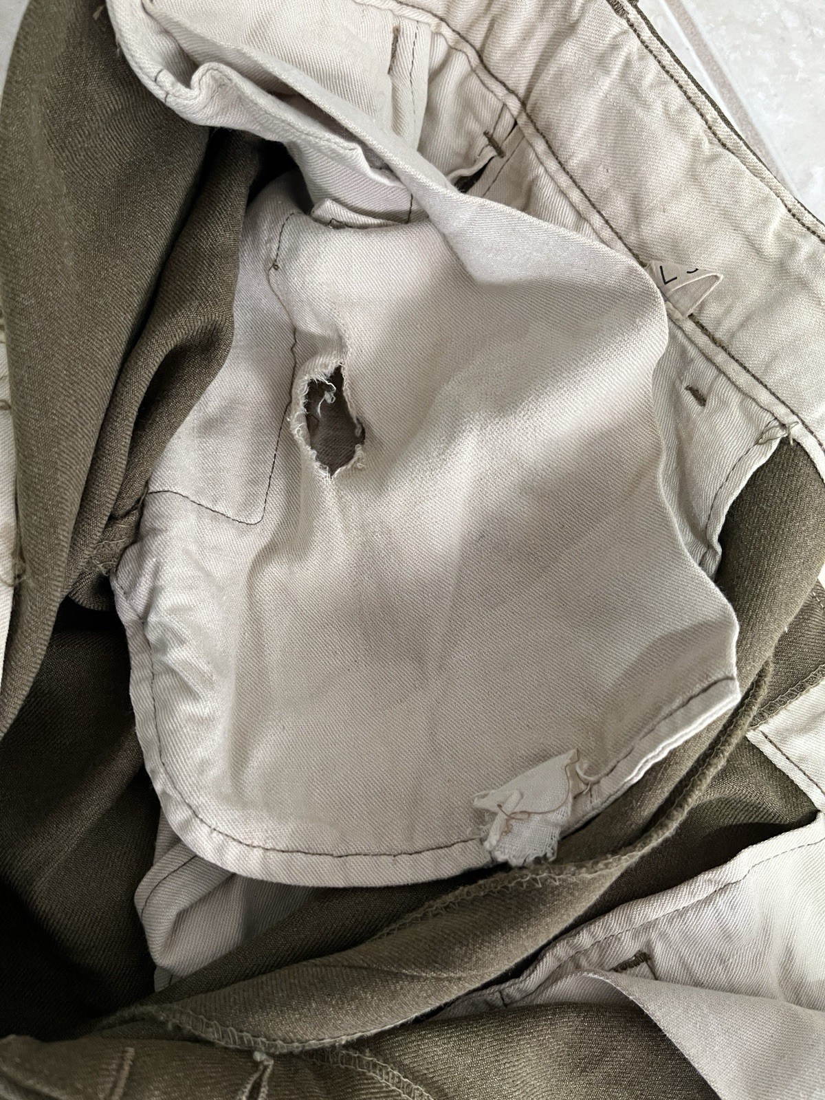 WWII WW2 US Army Light Shade Wool Field Trousers 1942 34x31 Gas Flap Mustard OD