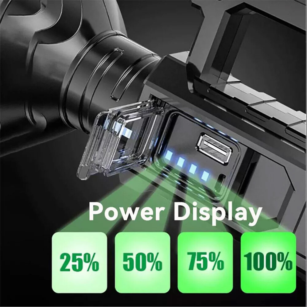 2 Pack Super Bright LED Searchlight Rechargeable Spotlight Handheld Flashlight