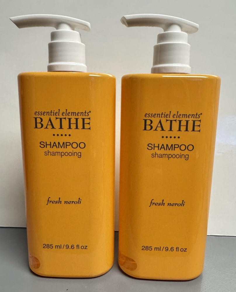 2 PACK Essentiel Elements Bathe SHAMPOO 9.6oz Pump Bottles Fresh Neroli