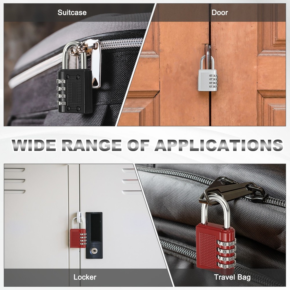 Combination Padlock (Medium, Silver), 3-Digit Shackle Code Locks