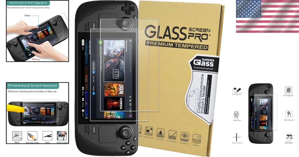 2 Pack] Tempered Glass Screen Protector Designed for Steam Deck OLED 7.4'' 20...