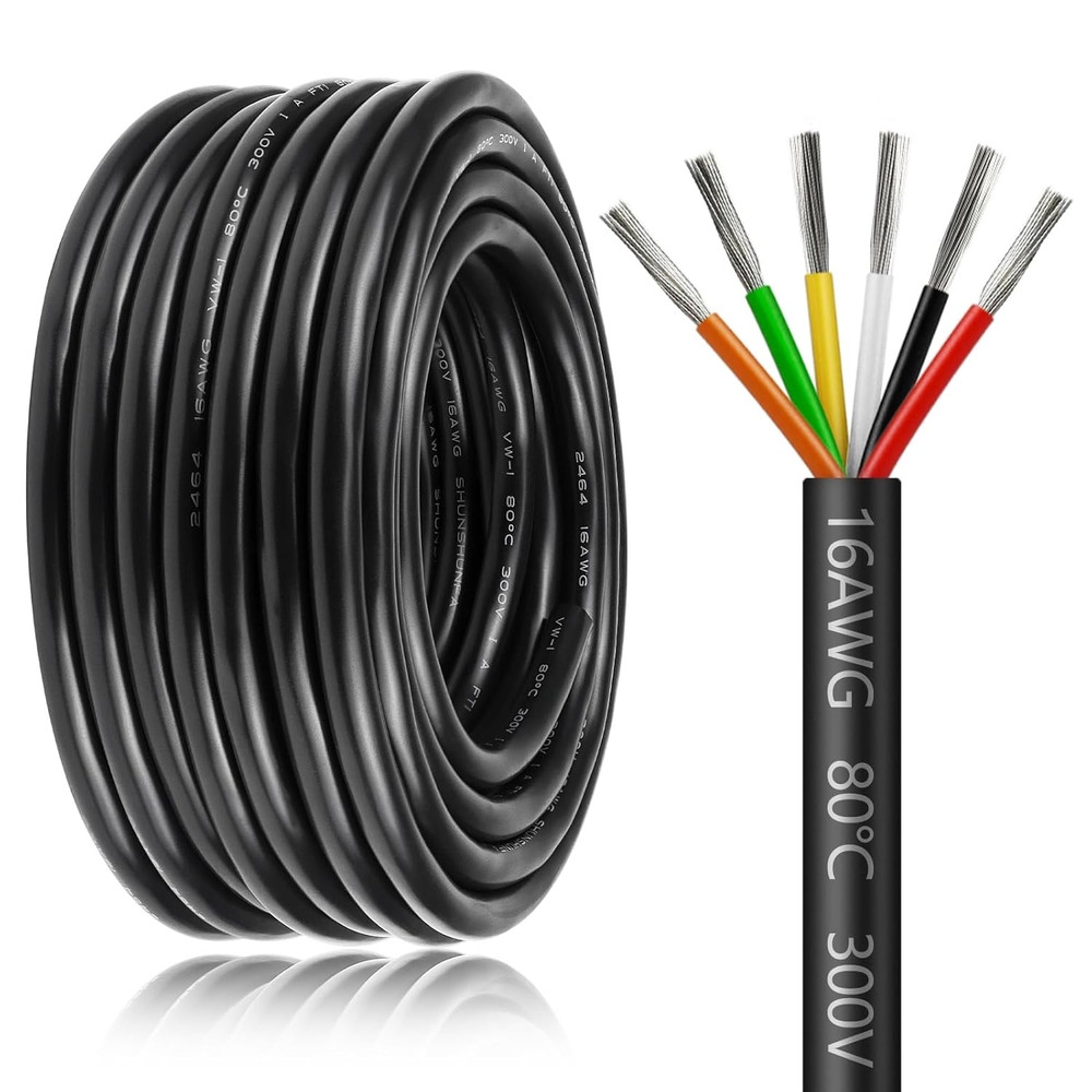 16 Gauge Wire 6 Conductor, 100FT 16AWG Electrical Wire, 16/6 Stranded Tinned Cop
