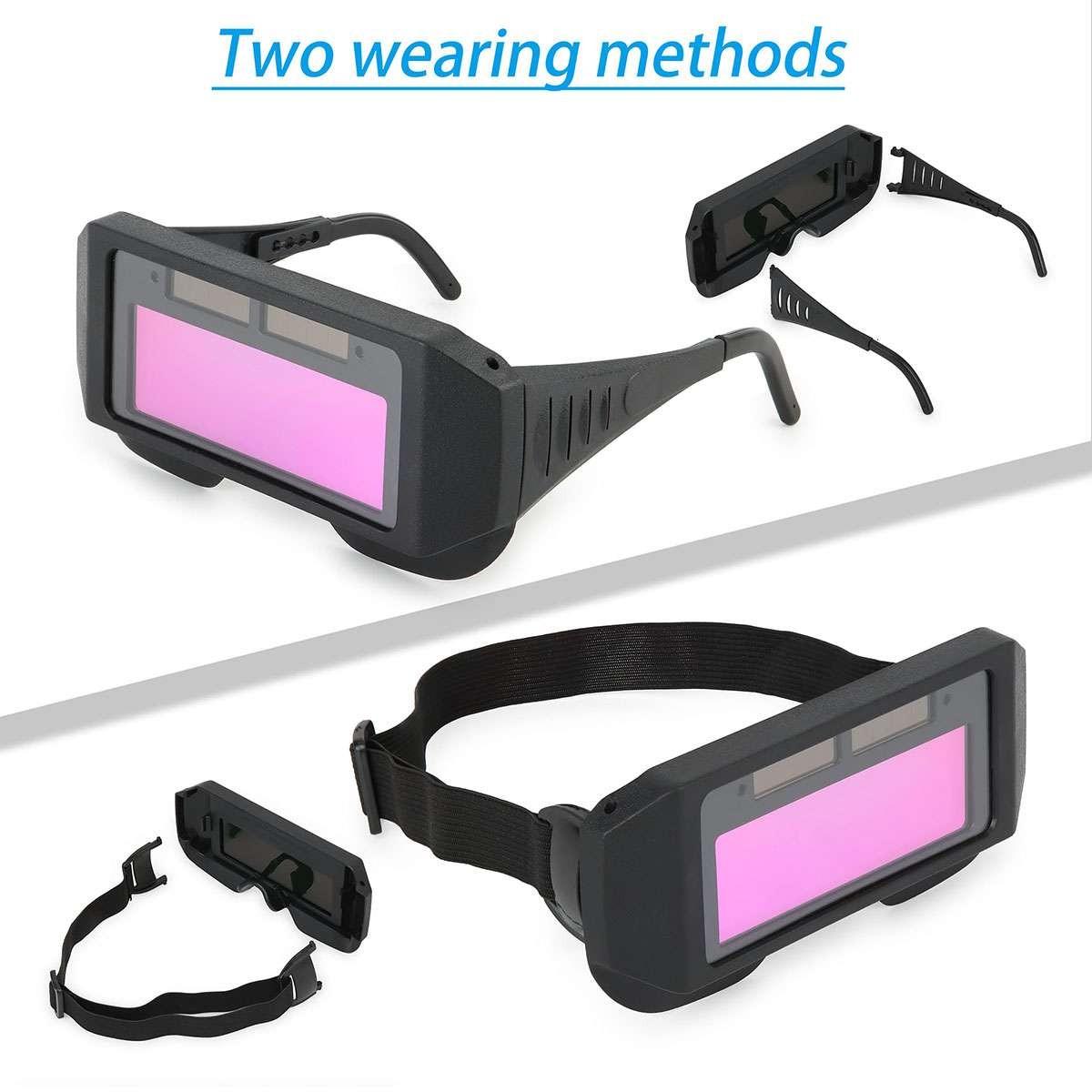 2Pcs Welding Glasses Auto Darkening Goggles Safety Automatic Dimming Welder Arc
