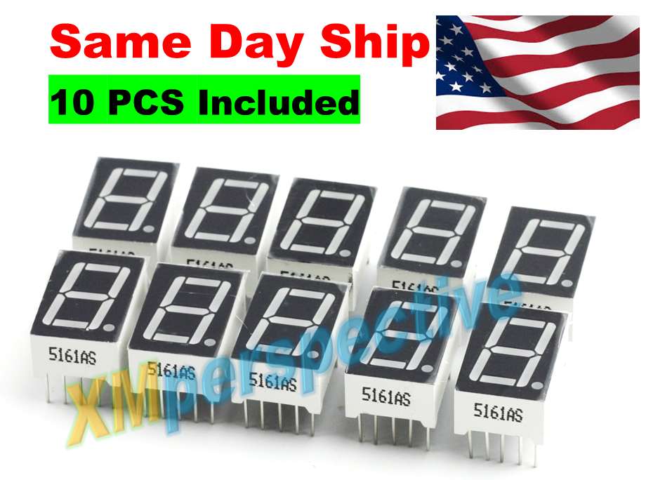 10pcs 7 segment Common Cathode 1 Bit Digital Tube 0.56" Red LED Display