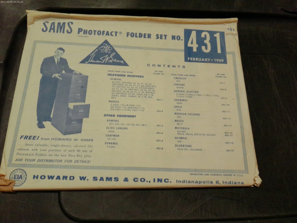 SAMS PHOTOFACT FOLDER SET NO.431