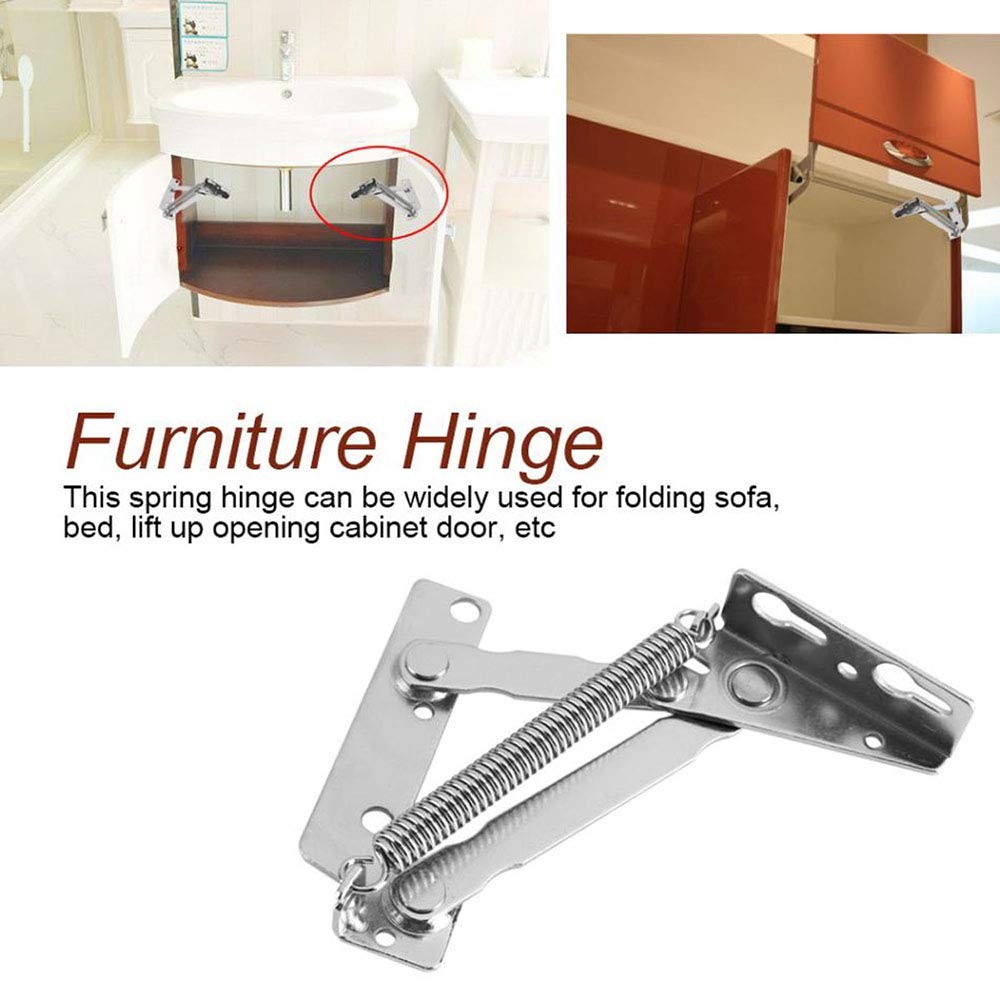 2 Pieces 80 Degree Foldable Lifting Bracket, Black Spring Hinges are Silver