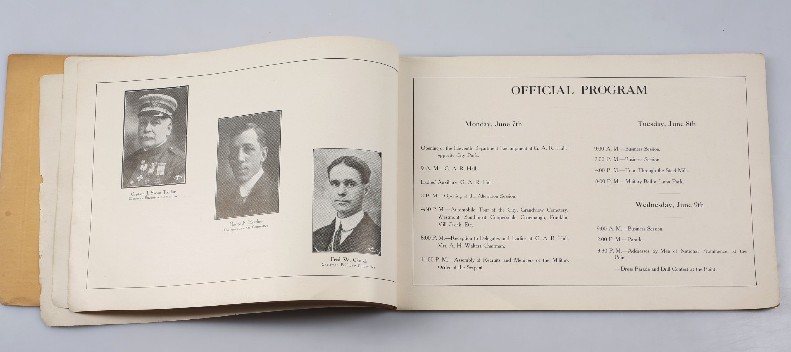 1915 Spanish American War Veterans Encampment Program Johnstown Pennsylvania