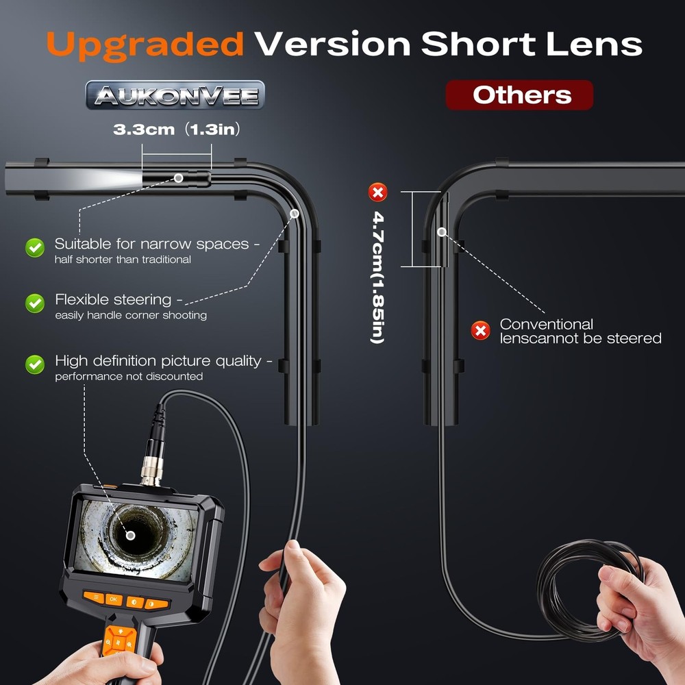 Endoscope Camera with Light, Handheld Borescope with 4.3" IPS Screen, 1080P HD