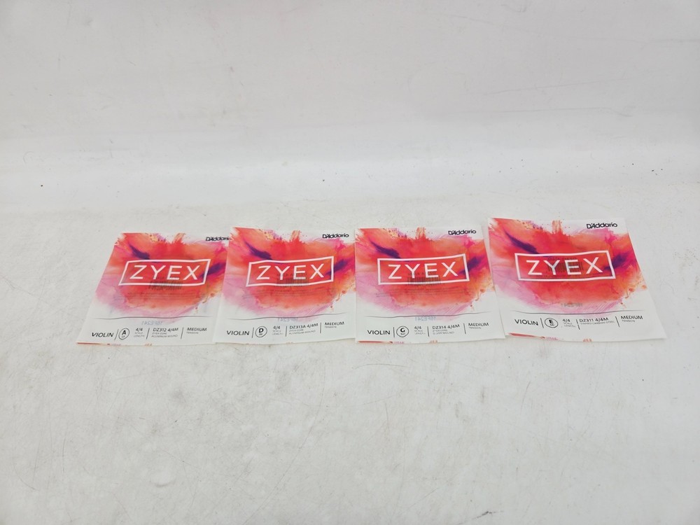 D'Addario Zyex Series Violin String Set 4/4 Size Medium, Aluminum D