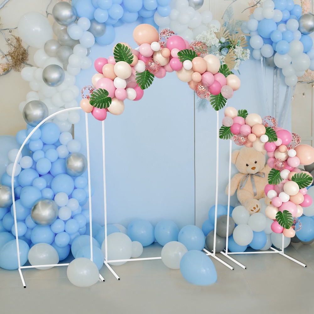 3X White Arch Backdrop Stand Set Wedding Arch Stand Backdrop Decor with Covers