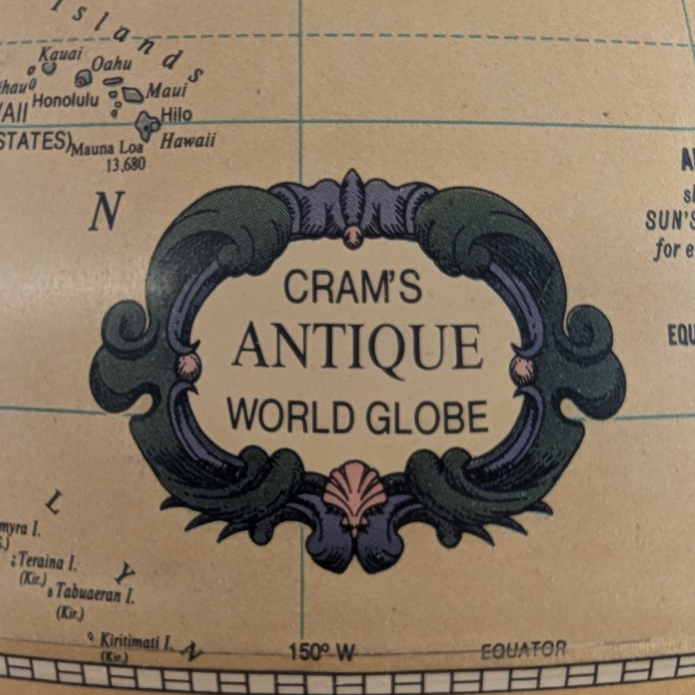 Replogle Illuminated Globe Vintage Wood Base Clock Lighted Rare EUC
