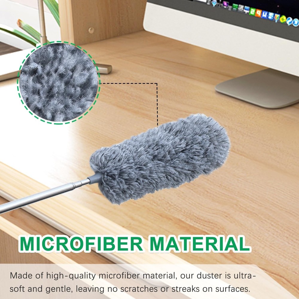 2 Pack Microfiber Feather Duster for Cleaning, Hand Washable Dusters with Ext...