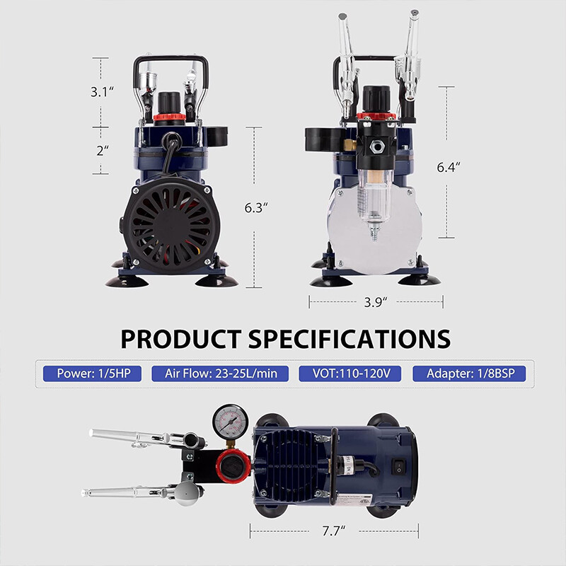 Airbrush Kit Dual-action Airbrush Compressor Art Nail Tattoo Makeup Model