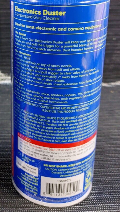 Surf Onn Electronics Duster Spray 10 oz Compressed Gas Cleaner Computer Camera