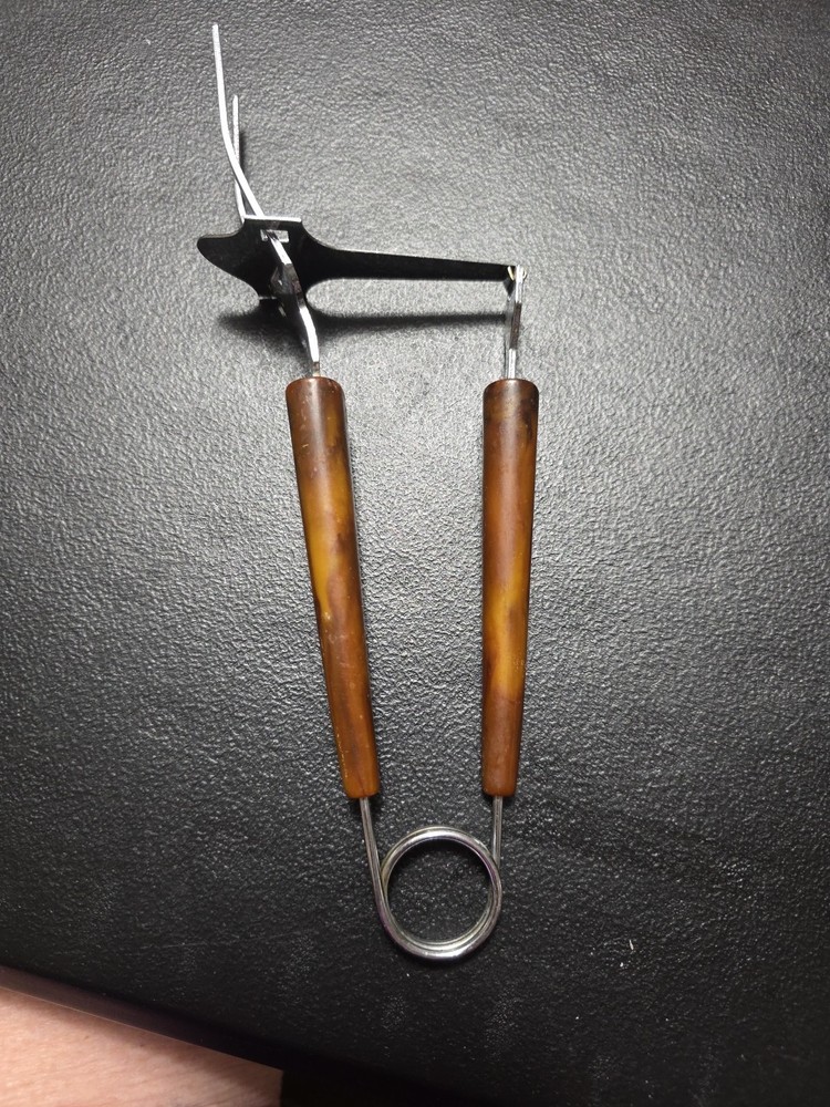 Vintage Spring Loaded Meat Serving Fork 50s Bakelite Handle