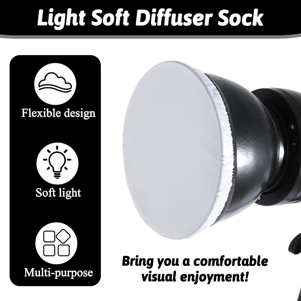 7" Light Diffuser Sock Soft White Cover for Standard Cloth Diffusers - Stud