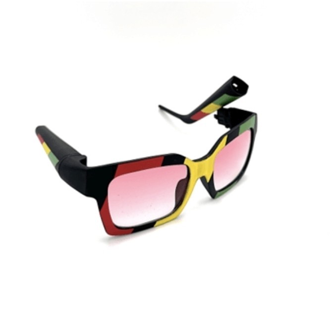 Rasta Square Frame Sunglasses Stash Compartment