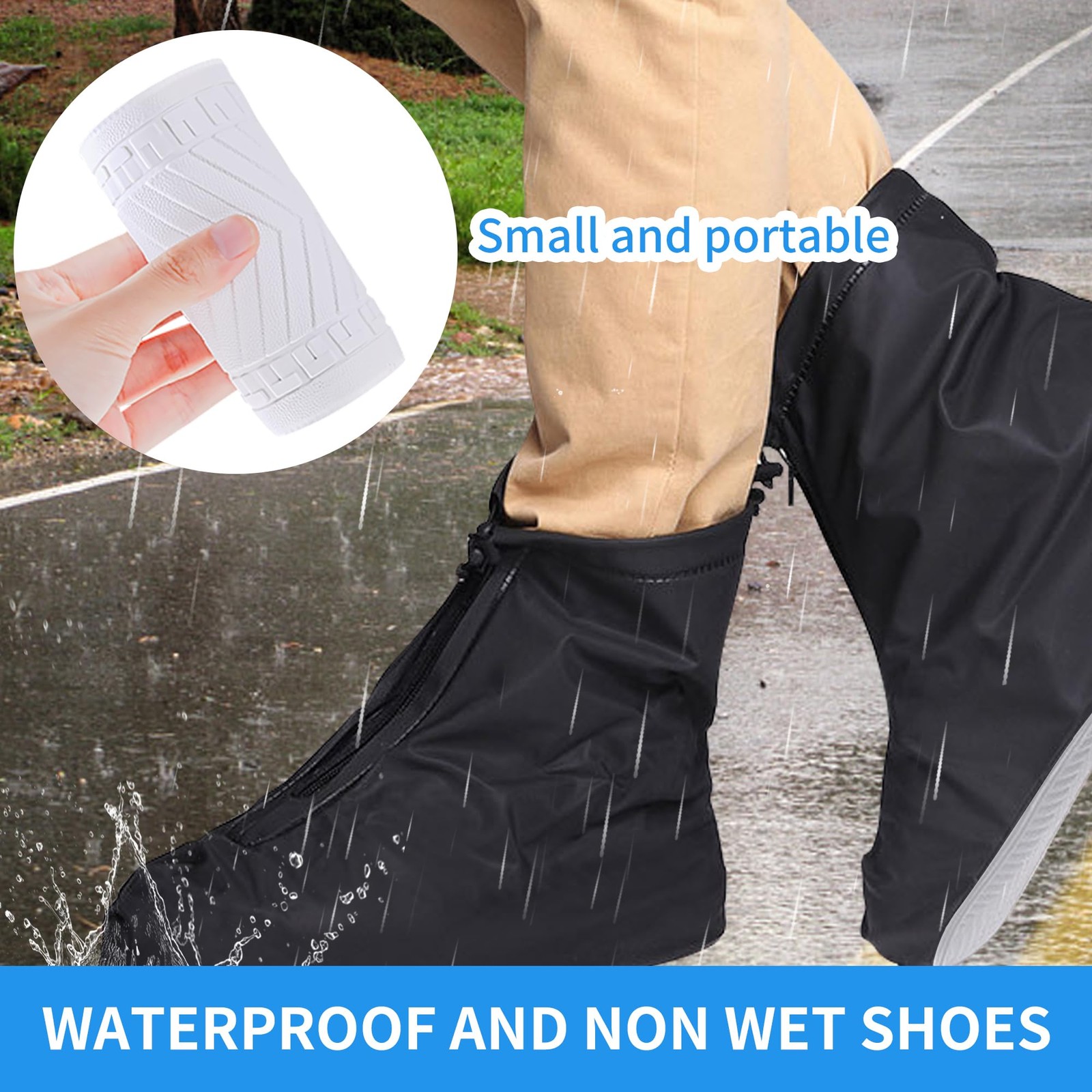 Fundas reutilizables para zapatos de lluvia, impermeables, con cremallera