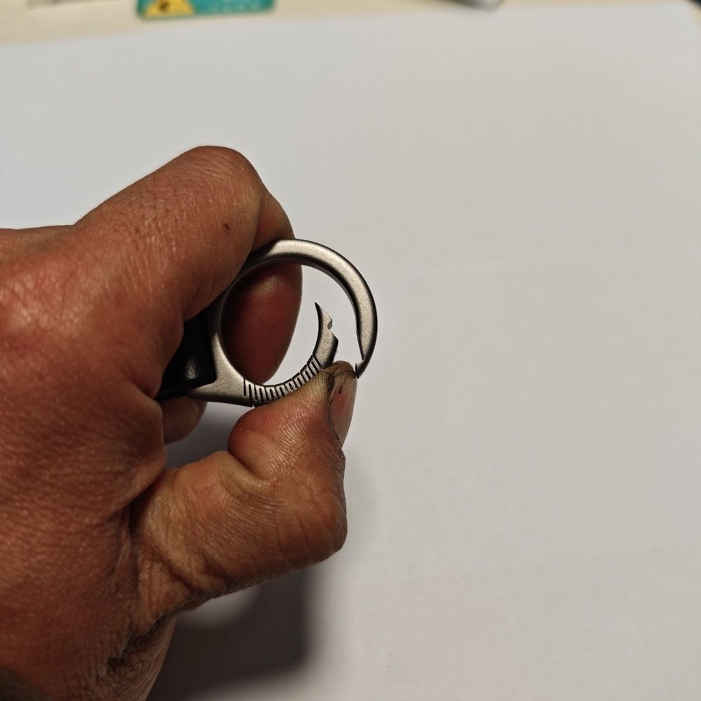 TC4 Titanium Keychain Spring Clip Multitool with Leather Strap Buckle