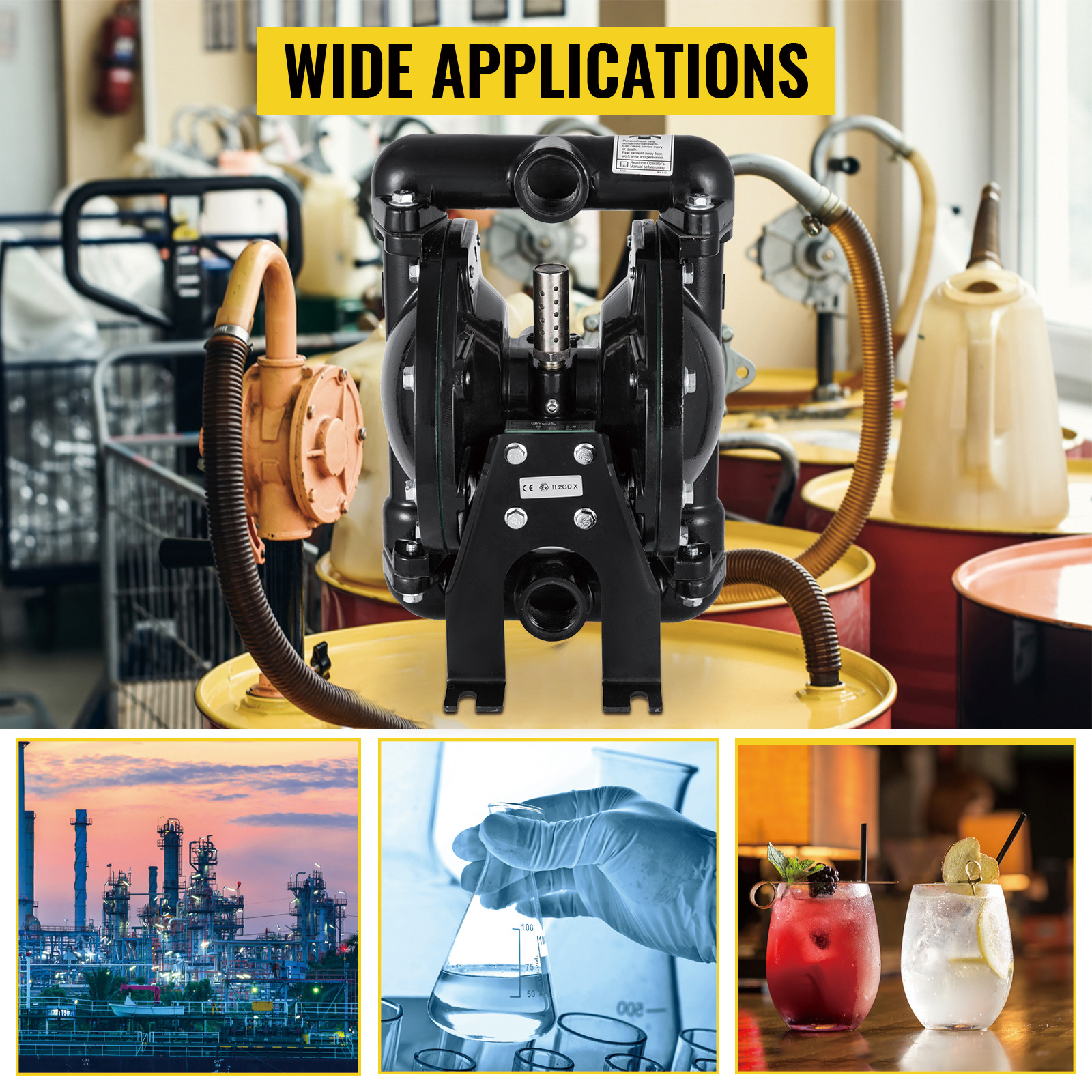 Air-Operated Double Diaphragm Pump 24 GPM 1-Inch Inlet/Outlet