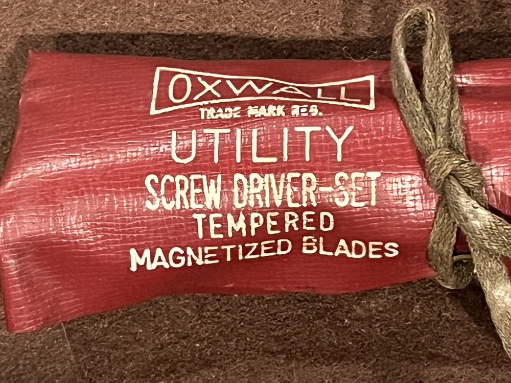 Vtg Oxwall Utility Screw Driver Set-Has Handle & 5 Tempered & Magnetized Blades