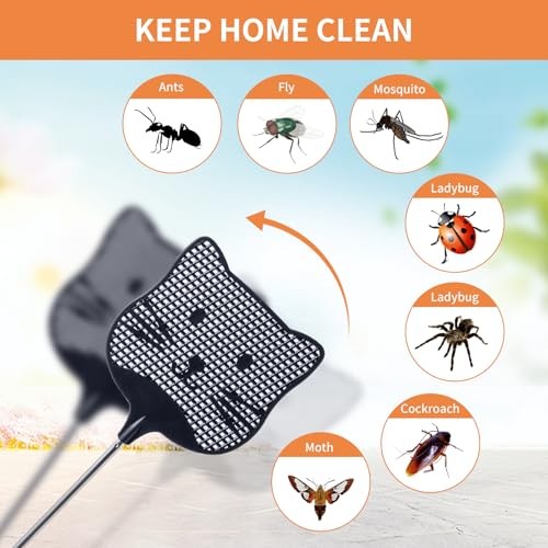 2 Pack Extendable Fly Swatter, 25 inch Long Handle Flyswatters, Plastic 2pack