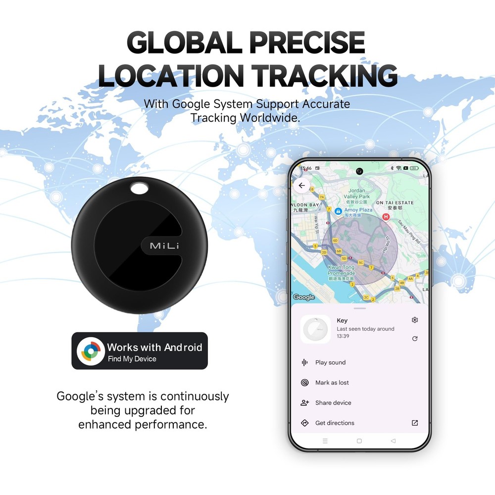 MiLi MiTag Bluetooth Tracker for Android, Smart Air Tracking BLK, 4PCS