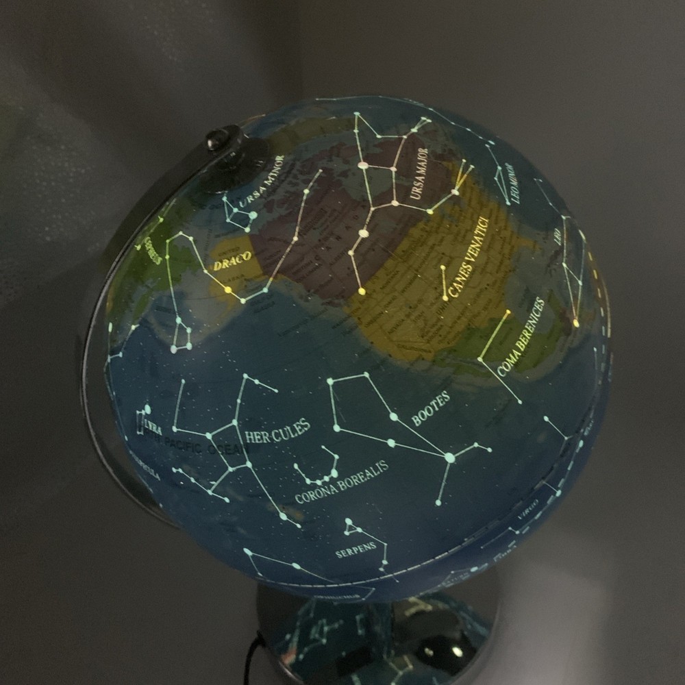 World Globe With Illuminated Constellations Night Light 14” Tall