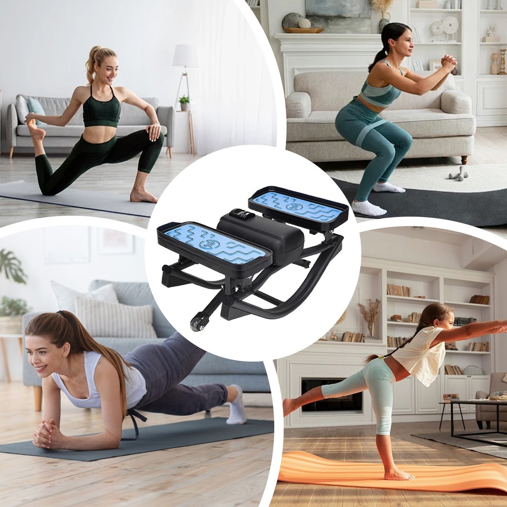 Side Stepper Exercise Machine with Resistance Bands - Compact Home Stair Stepper