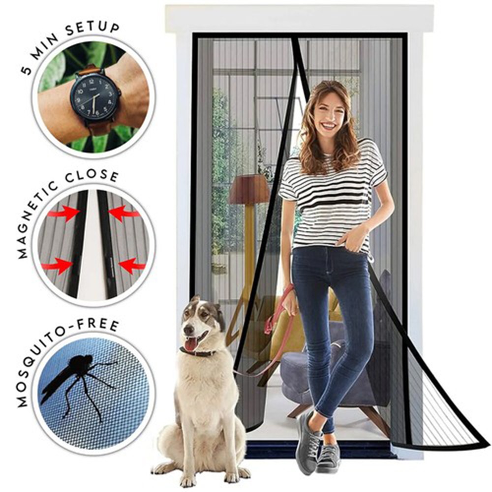 Magnetic Screen Door Mesh Curtain Durable Heavy Duty Mosquito Net Bug Hands Free