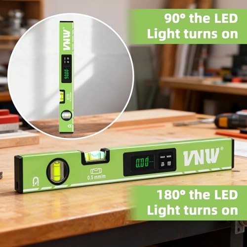 16inch Digital Level with LCD Display - Bubble Light Up Function - Multi Green