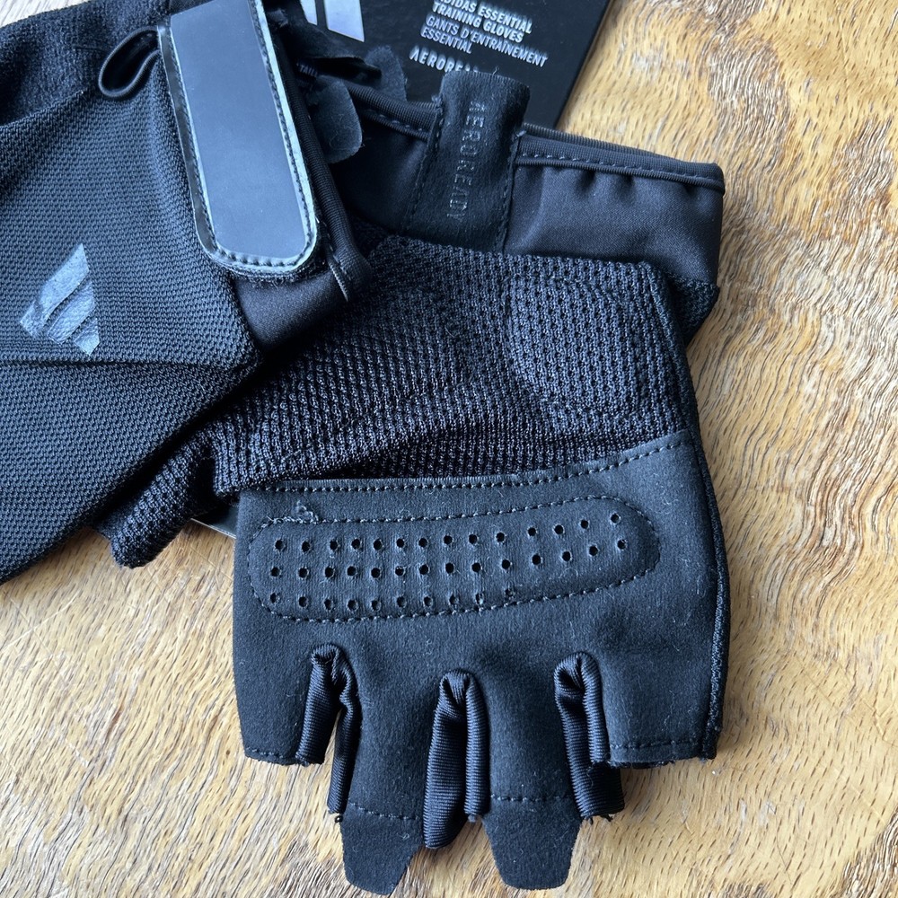 Adidas Essential Fingerless Workout Training Gloves Black Large Adjustable