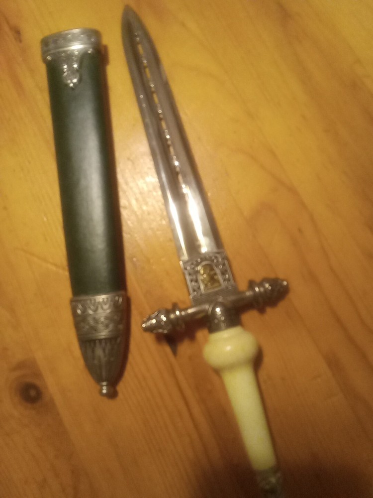 Ceremonial Dagger Knife With Scabbard, 14"