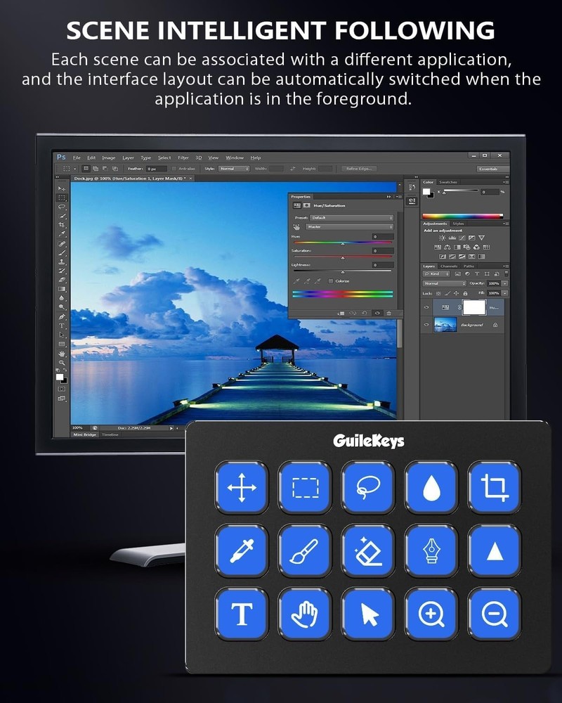 Multi-Platform Stream Deck with Custom Animated Icons and 15 Shortcut Keys