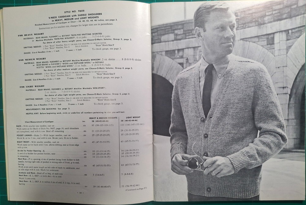Men's Classics Knit Pattern Sweaters Vests Bear Brand Fleishers Botony Vol 96