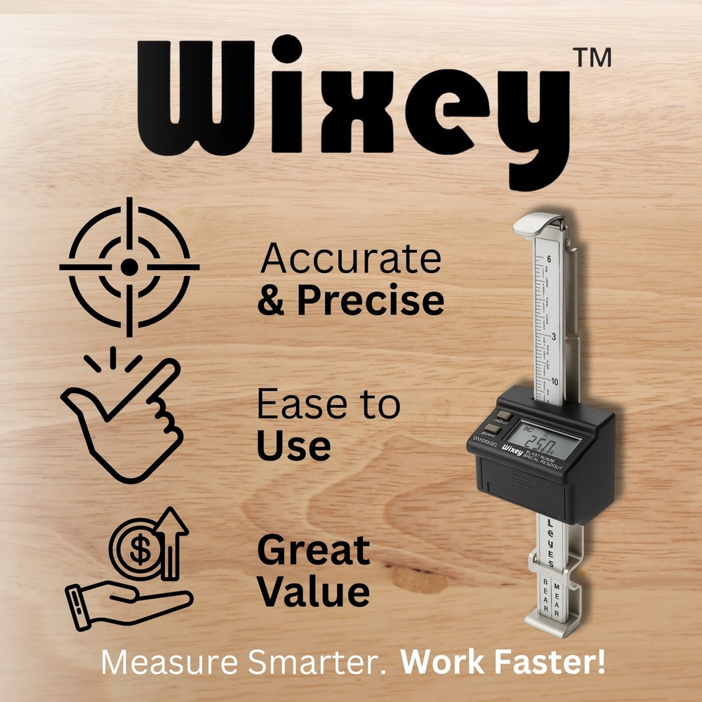 Wixey Digital Planer Gauge – Electronic Digital Readout Thickness Measuring ...