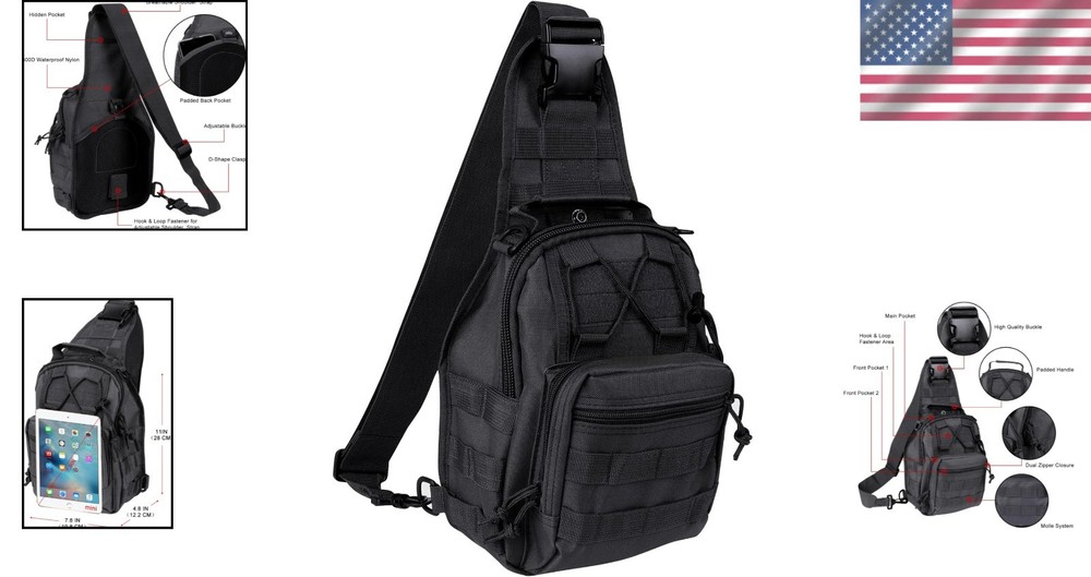 Compact and Versatile Tactical Sling Backpack - Perfect for School, Travel, Work