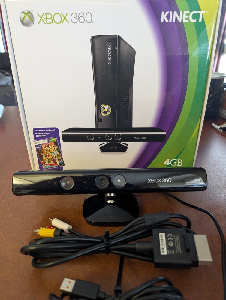 Microsoft Xbox 360 Kinect Motion Sensor Bar Black & 4 games bundle - Model 1414