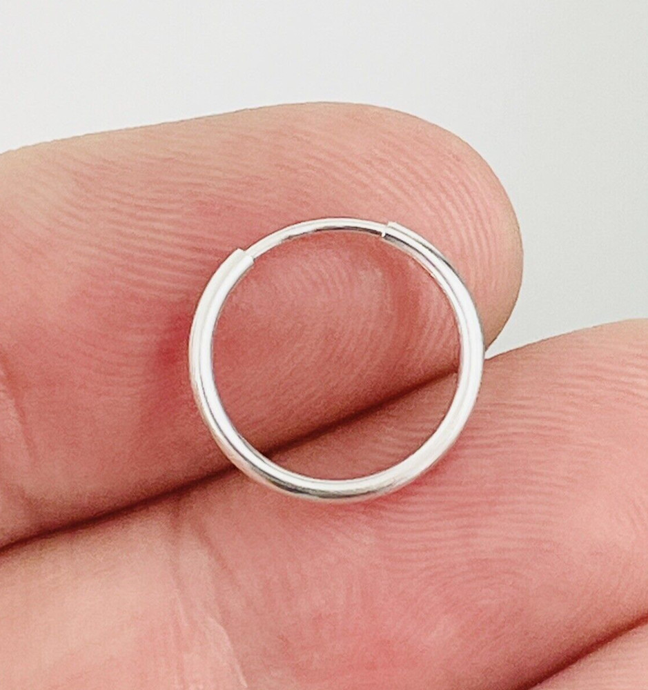 Endless Hoop Earring Wire Sleeper Thin Hinged Earring Small 14mm Sterling Silver
