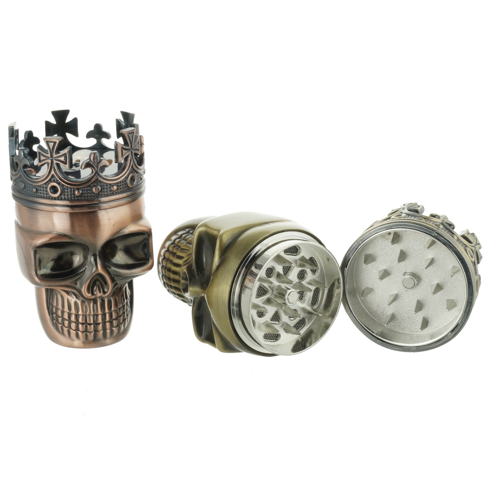 3 Piece Skull Metal Alloy Tobacco Spice Grinder Crusher USA Seller W/ Gift Box